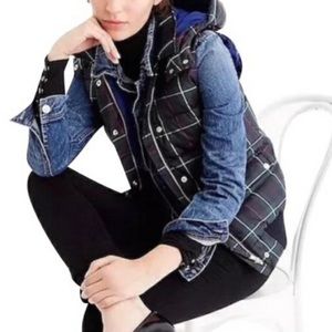J.Crew down and feather blackwatch plaid vest size large